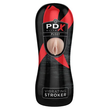 Mini stroking toy-PDX Elite Vibrating Stroker Pussy Beige/Black