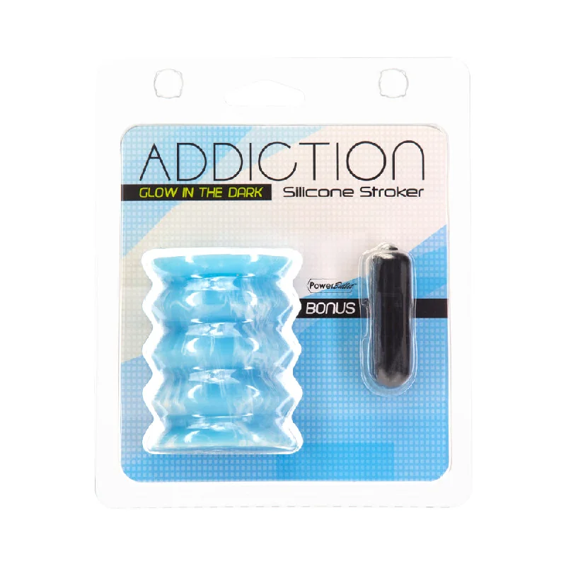 Silent stroking masturbator-Addiction Silicone Reversible Stroker Glow-in-the-Dark