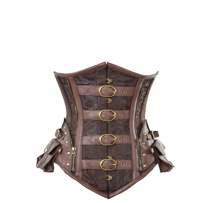 corset for gothic layering-Yashar Steampunk Corset With Buckle And Pocket Detail