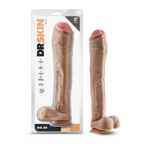 Cable-free dildo-Blush Dr. Skin Mr. Ed 13 in. Dildo with Balls Beige