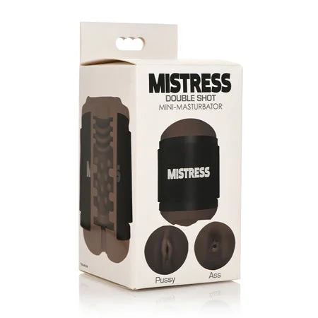 Powerful gadget toy-Curve Toys Mistress Double Shot Mini Masturbator Pussy & Ass Dark