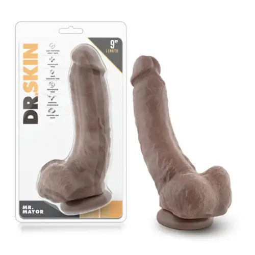 Curvy dildo-Blush Dr. Skin Mr. Mayor Realistic 9 in. Dildo with Balls & Suction Cup Brown