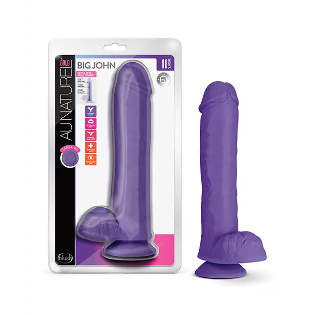 Seafoam dildo-Blush Au Naturel Bold Big John 11 in. Posable Dual Density Dildo with Balls & Suction Cup Pink