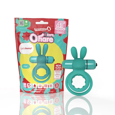 Durable pleasure sleeve-Screaming O 4T Ohare Vibrating Rabbit Double Cockring Kiwi