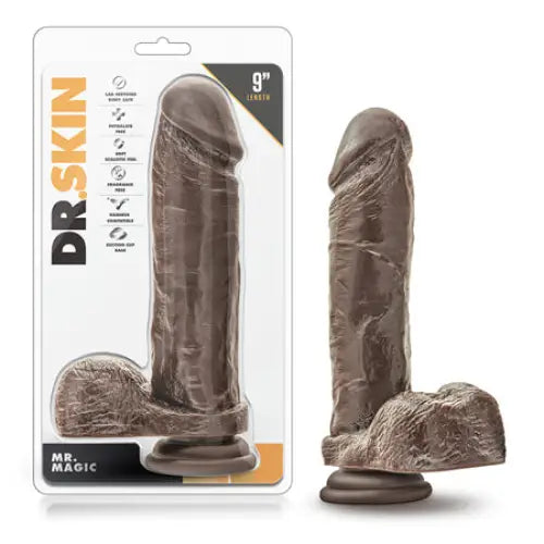 Blacklight dildo-Blush Dr. Skin Mr. Magic Realistic 9 in. Dildo with Balls & Suction Cup Brown