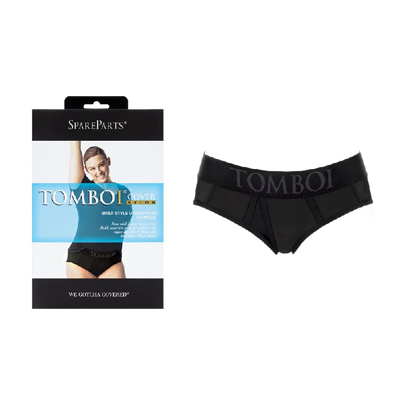 Modern stroking device-SpareParts Tomboi Cover Brief Style Underwear Harness Nylon Black/Black 3XL