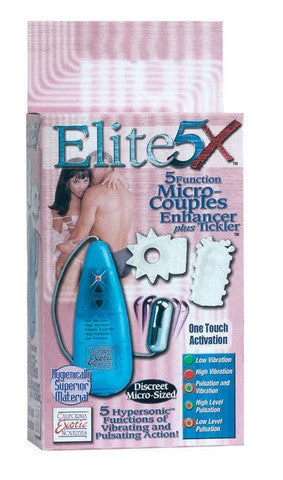 vibrating cock sleeve with remote control accessories-lubricant for redemption games-Elite 5X 5 Function Mircro Couples Enhancer Plus Tickler