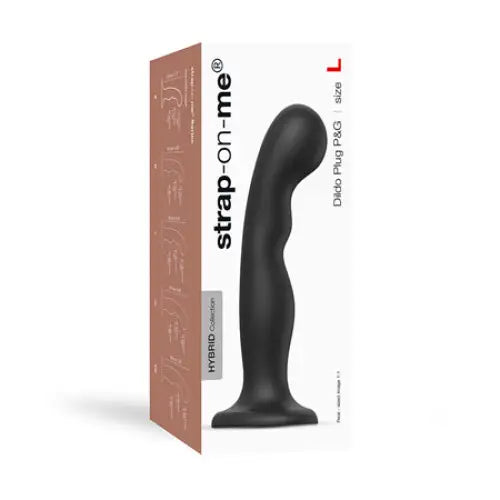 Palm-sized dildo-Strap-On-Me Hybrid Collection Silicone Dildo Plug P&G Black L