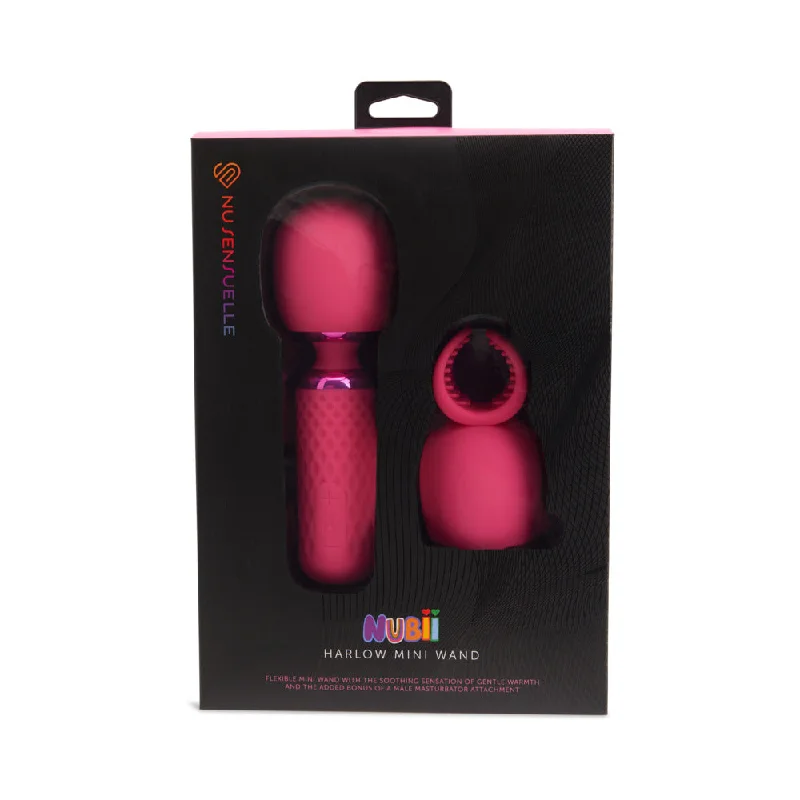 High-output masturbator-Nu Sensuelle Harlow Nubii Mini Wand W/ Masturbator Pink