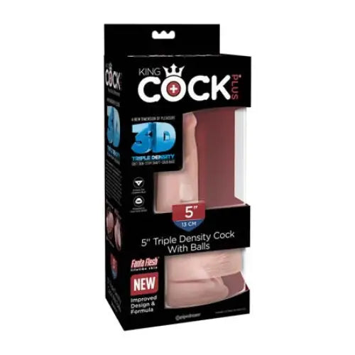 Mauve dildo-Pipedream King Cock Plus 5 in. Triple Density Cock With Balls Realistic Suction Cup Dildo Beige