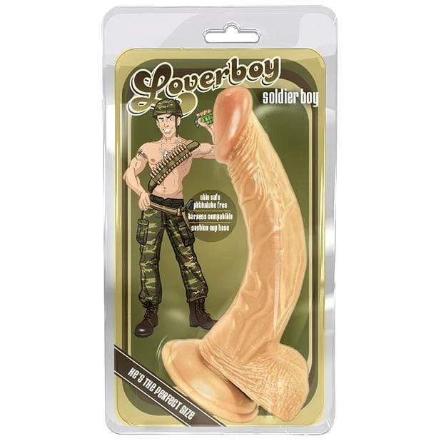 Teal-blue dildo-Blush Novelties - Loverboy The Soldier Boy Dildo w/Suction Cup (Beige)