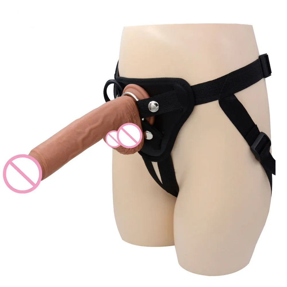 Adventure-themed dildo-Women's Strap on Realistic Penis Dildo Panties Sex Toys for Lesbian Women Strapon Harness Belt Adult Toys Huge Consoladores