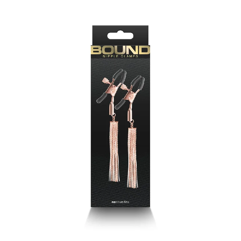 Battery stroking toy-Bound Nipple Clamps D2 Rose Gold