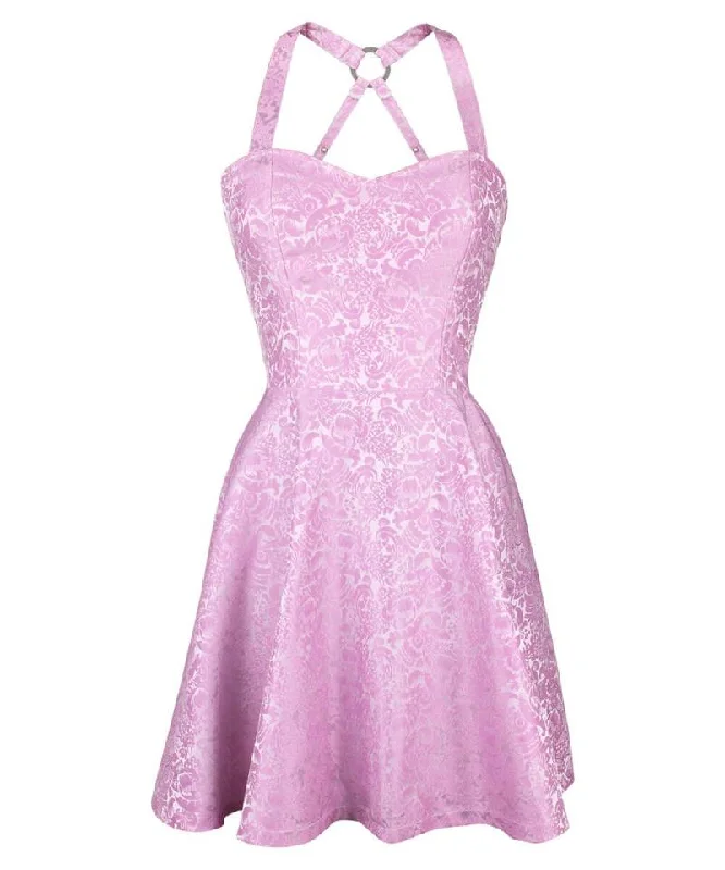 corset for bridal piping-Cadel Pink Skater Corset Dress in Brocade