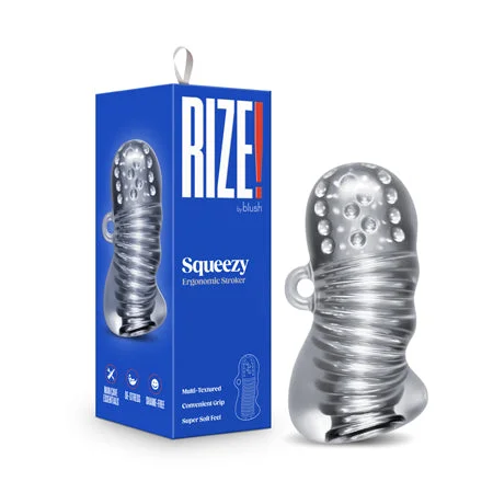 Rechargeable stroking sleeve-RIZE! Squeezy Ergonomic Stroker Clear