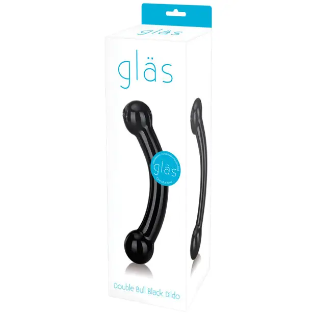 Mid-tier dildo-Glas 5.5 in. Double Bull Dual-Ended Glass Dildo Black