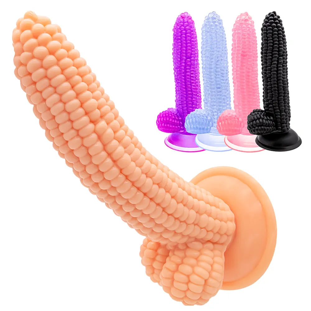 Two-tone dildo-Vegetable Corn Female Dildo with Suction Cup