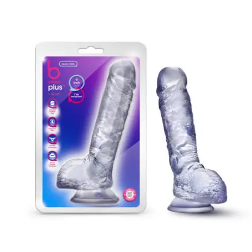 Freestanding dildo-Blush B Yours Plus Hearty n' Hefty 9 in. Dildo with Balls & Suction Cup Clear