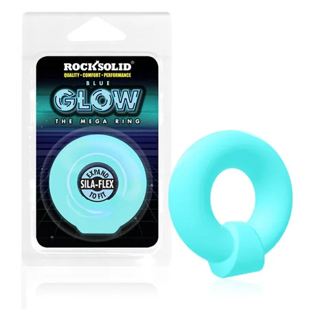 Mini stimulation toy-Rock Solid Sila-Flex Glow-in-the-Dark Mega Ring Blue