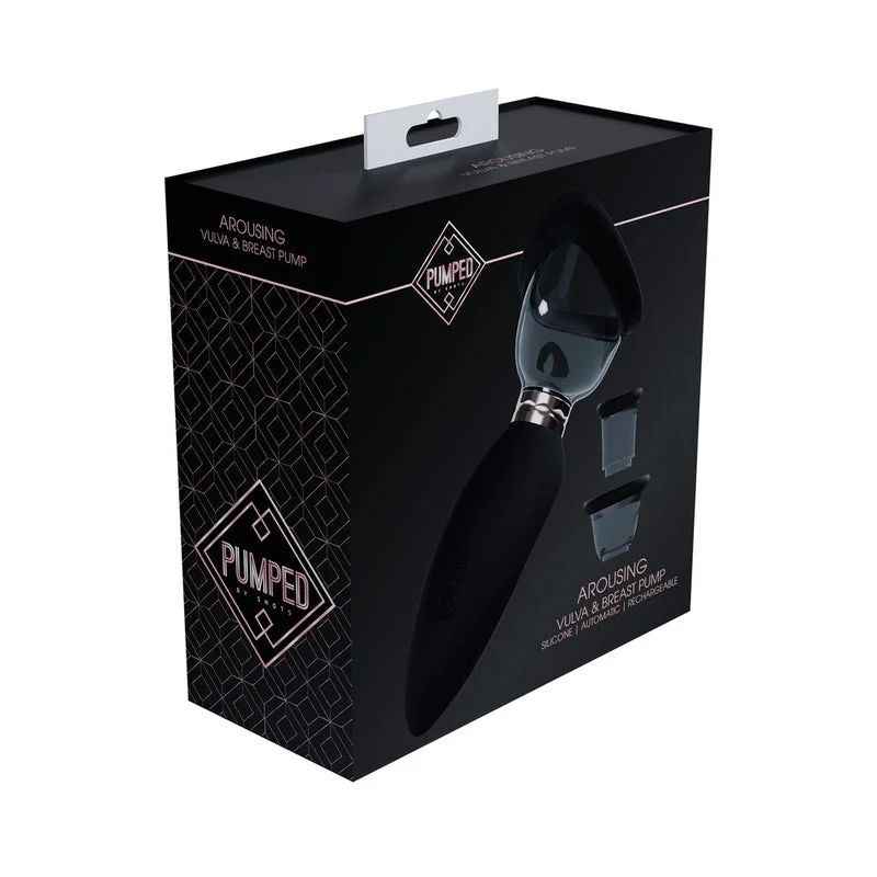 Vibrating pleasure toy-Pumped Arousing Automatic Rechargeable Vulva & Breast Pump Black