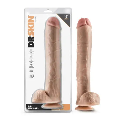 Skeleton dildo-Blush Dr. Skin Dr. Michael 14 in. Dildo with Balls Beige