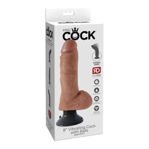 Orchid dildo-Pipedream King Cock 8 in. Vibrating Cock With Balls Poseable Suction Cup Dildo Tan