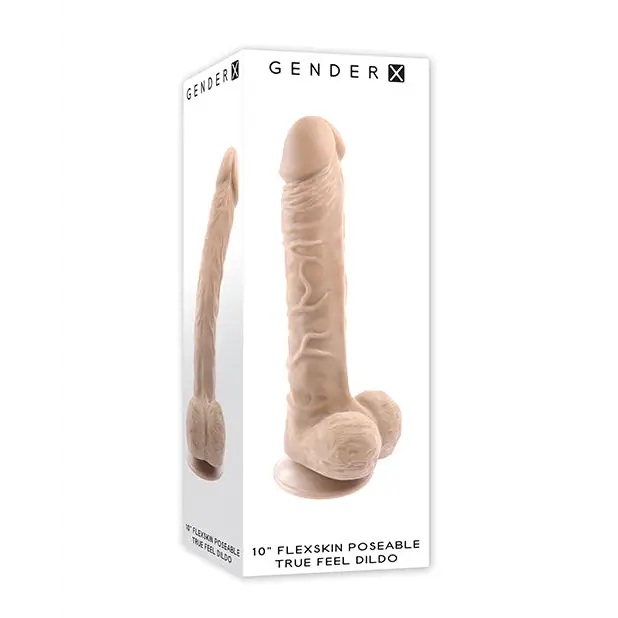 Elite dildo-Gender X Flexskin Poseable True Feel 10" Dildo - Light