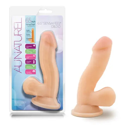 Sky dildo-Blush Au Naturel 6.5 in. Posable Dual Density Dildo with Balls & Suction Cup Beige