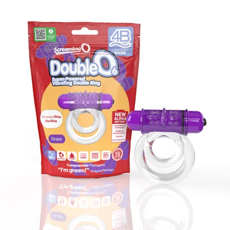 Portable gadget sleeve-Screaming O 4B DoubleO 6 Vibrating Double Cockring Grape