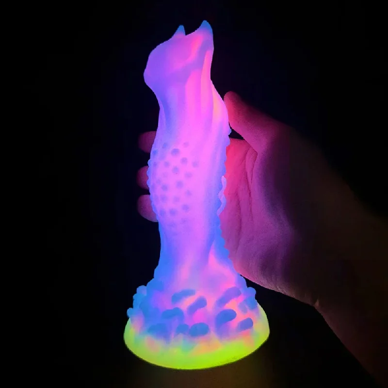 Single-tone dildo-Luminous Monster Dildo - Exotic Dog Dildo Knotted Butt Plug Male Female Sex Toy