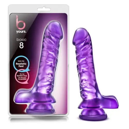 Rainfall dildo-Blush B Yours Basic 8 Realistic 9 in. Dildo with Balls & Suction Cup Purple