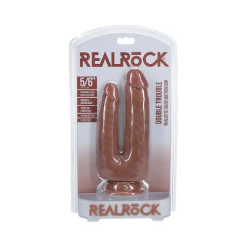 Mechanical dildo-RealRock Double Trouble 5 in. / 6 in. Dildo Tan