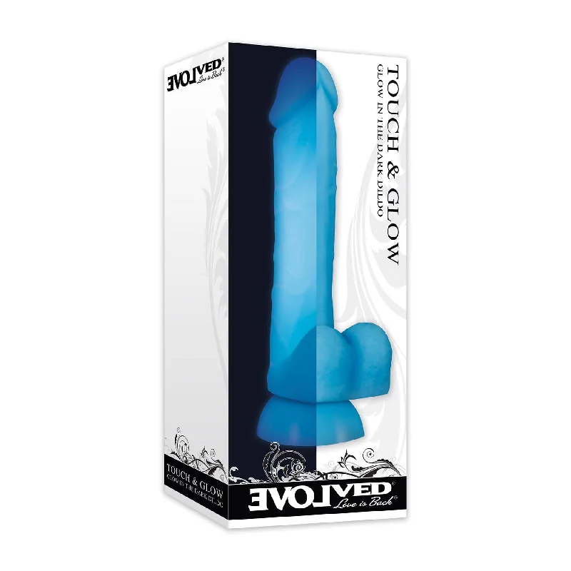 Thunder dildo-Evolved - Touch and Glow Glow in The Dark Silicone Dildo 8" (Blue)