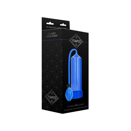 Modern stroking toy-Shots Pumped Classic Penis Pump Blue