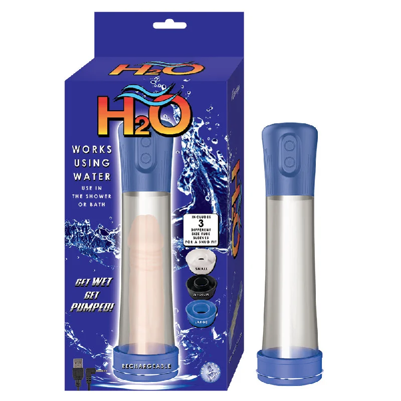 Dual-mode masturbator-Nasstoys H2O Rechargeable Penis Pump Blue