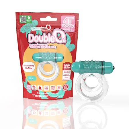 Custom pleasure device-Screaming O 4T DoubleO 6 Vibrating Double Cockring Kiwi