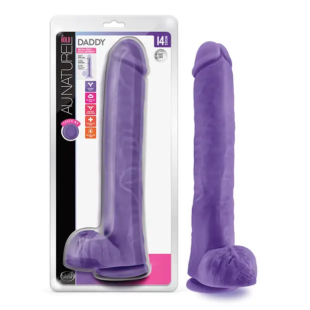 Island dildo-Blush Au Naturel Bold Daddy 14 in. Posable Dual Density Dildo with Balls & Suction Cup Purple