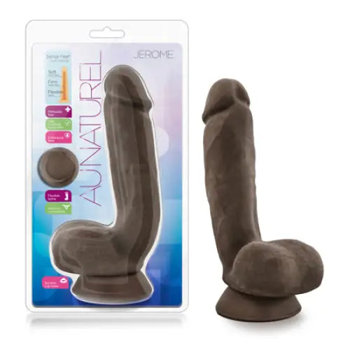 Signature dildo-Blush Au Naturel Jerome 8.5 in. Posable Dual Density Dildo with Balls & Suction Cup Brown