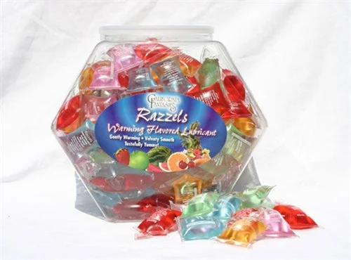 lubricant for toy planes-Razzels Warming Lubricant - 100 Pillow Fishbowl - Assorted Flavors