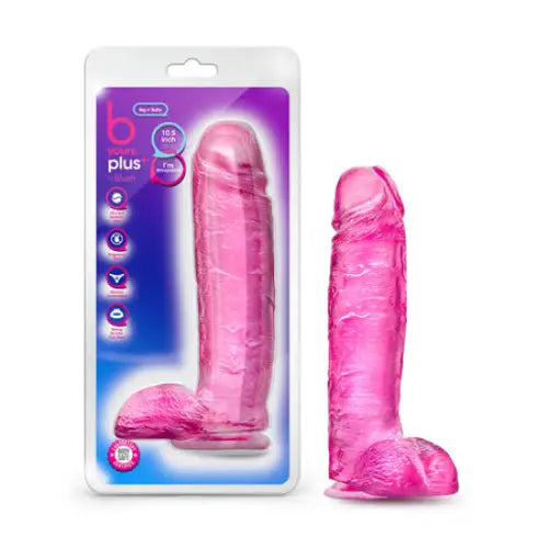 Pocket-size dildo-Blush B Yours Plus Big n' Bulky 10.5 in. Dildo with Balls & Suction Cup Pink