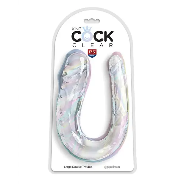 Neutral dildo-King Cock Clear Large Double Trouble Dildo - Clear