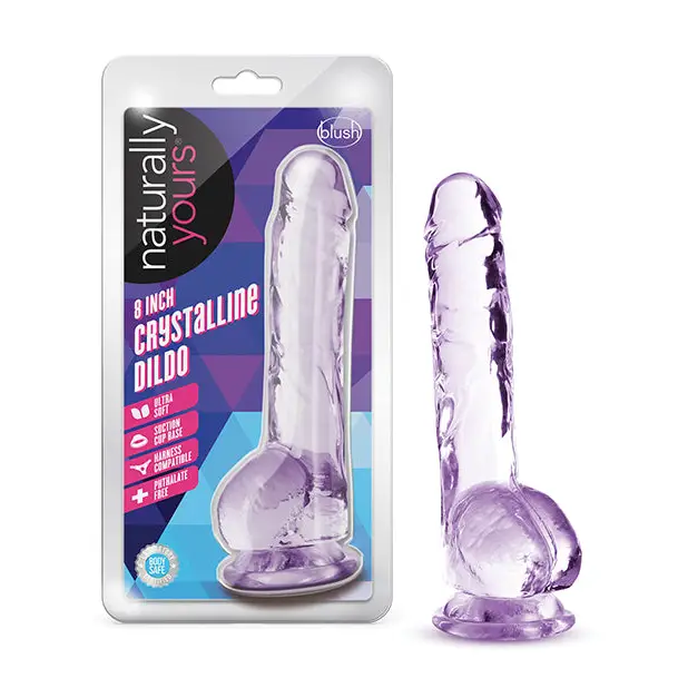 Ultra-light dildo-Blush Naturally Yours Crystalline 6 in. Dildo with Balls & Suction Cup Amethyst