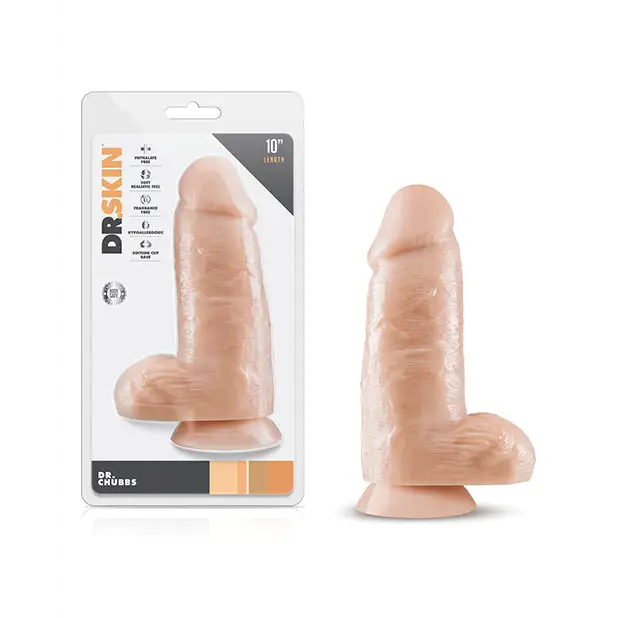 Granite dildo-Blush Dr. Skin Dr. Chubbs Realistic 10 in. Dildo with Balls & Suction Cup Beige