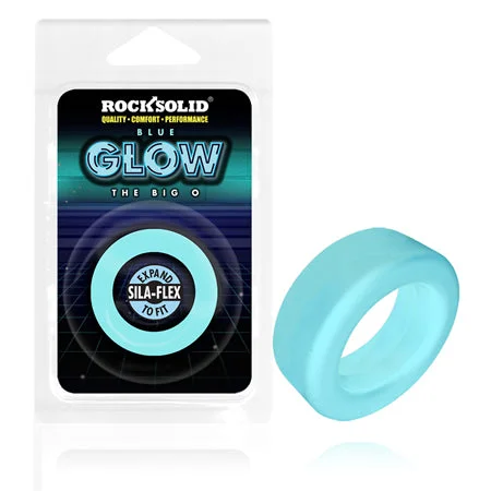 High-tech stimulation sleeve-Rock Solid Sila-Flex Glow-in-the-Dark Big O C-Ring Blue