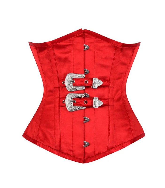 sex toy harness accessories-lubricant for cooler hinges-Damask Red Waist Reducing Underbust Corset