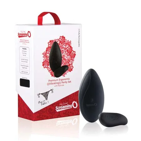 Custom stroking sleeve-Screaming O Premium Ergonomic Remote Panty Set Black