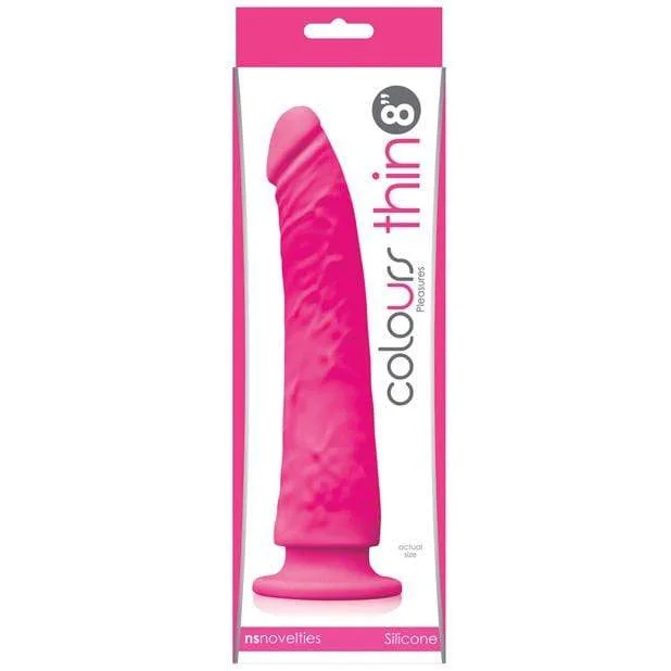 Apricot dildo-NS Novelties - Colours Pleasures Thin Realistic Dildo 8" with Suction Cup (Pink)