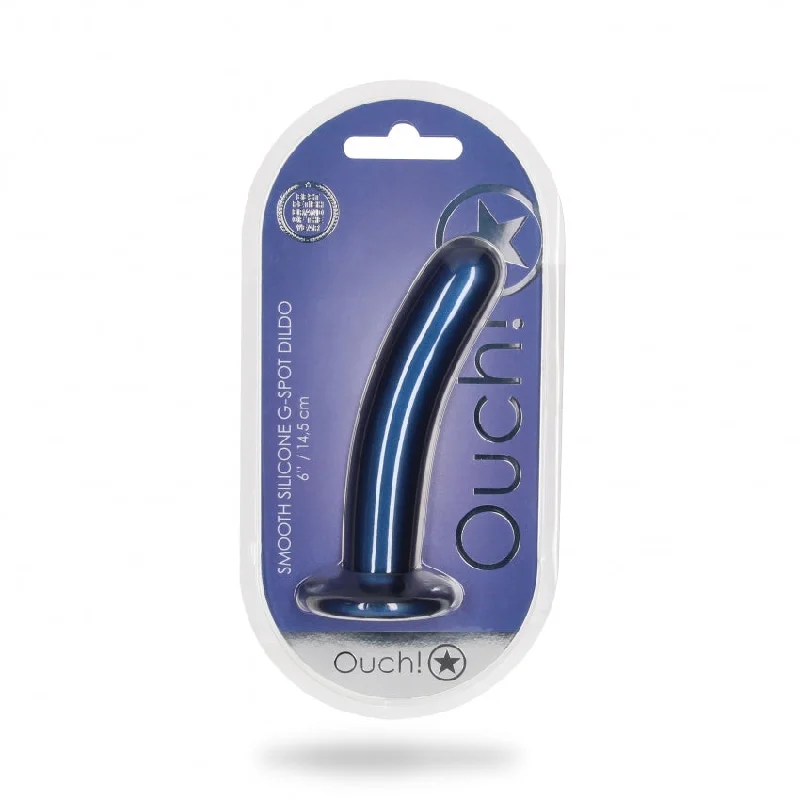 Stretchable dildo-Smooth G-Spot Dildo - 6'' / 14,5 cm - Metallic Blue