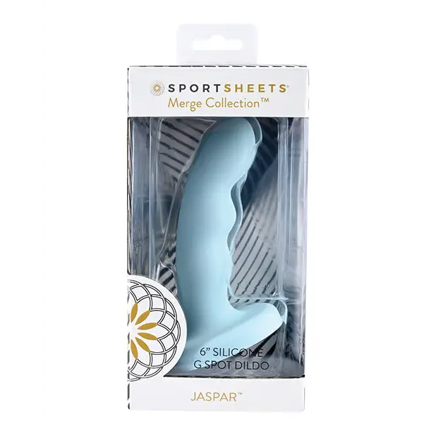 buoyant dildo-Sportsheets Merge Collection Jaspar 6 in. Silicone G-Spot Dildo with Suction Cup Aqua