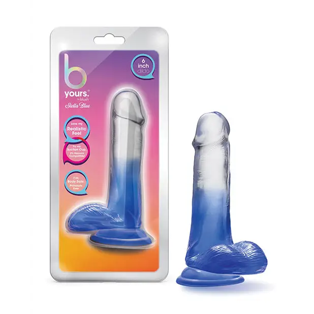 Next-gen dildo-Blush B Yours Stella Blue 6 in. Dildo with Balls & Suction Cup Blue